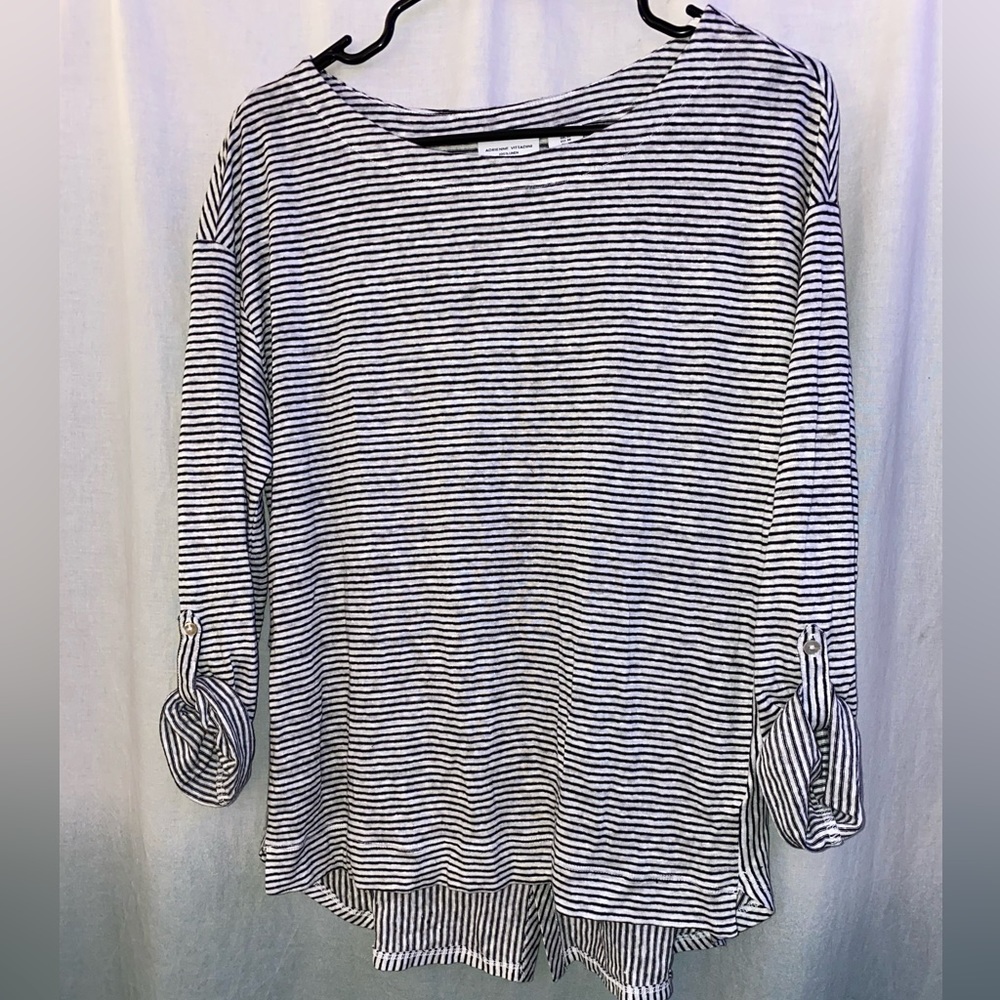 Adrienne Vittadini - Black and White Pinstripe blouse - Size Medium